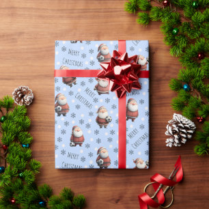 Fußball-Weihnachtsmann auf Babyblau Geschenkpapier