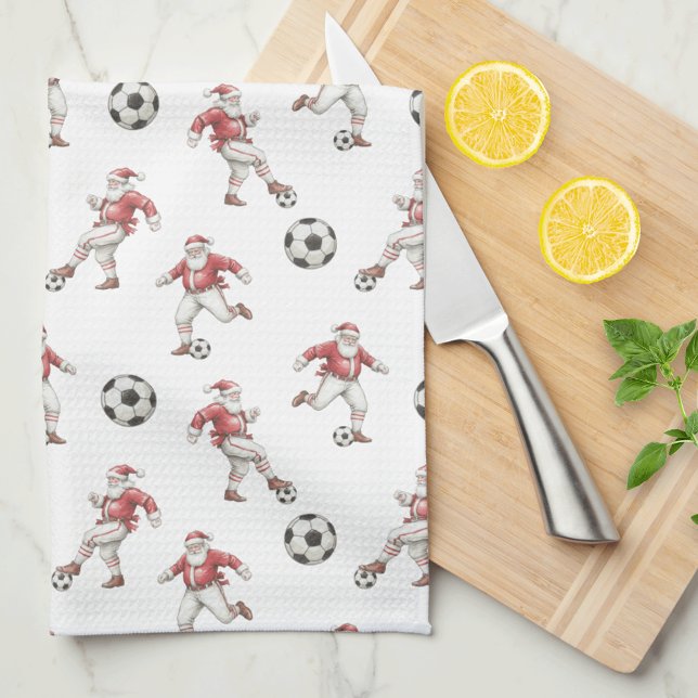 Fußball-Weihnachtsmann-Weihnachten Geschirrtuch (Von Creator hochgeladen)