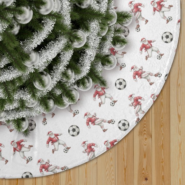 Fußball-Weihnachtsmann-Weihnachtsmuster Polyester Weihnachtsbaumdecke (Von Creator hochgeladen)