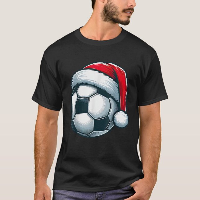 Fußball Weihnachtsmannmütze Weihnachten Weihnachte T-Shirt (Vorderseite)