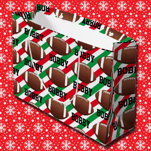 Fußball Weihnachtsnachtsnacht Name Streifen rot &  Große Geschenktüte