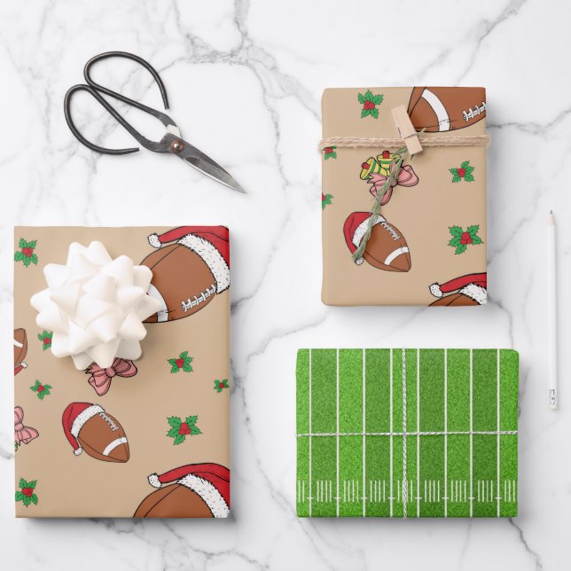 Fußball Weihnachtswrapping Paper Sheets Geschenkpapier Set (Vorderseite)