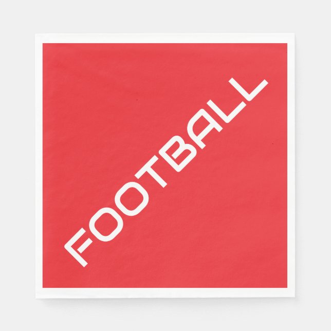 FUSSBALL Weißer schlanker Text hellroter Hintergru Serviette (Vorderseite)