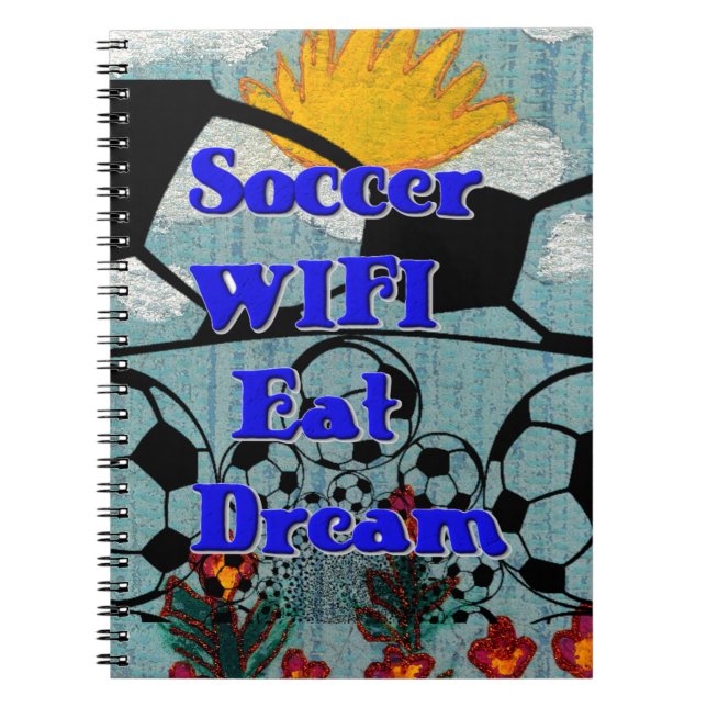 Fußball WIFI essen Traum - Spaß Sport Kunst drucke Notizblock (Vorderseite)