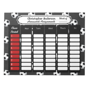 Fußball-Wöchentliche Hausaufgaben - Notepad Notizblock