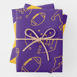 Fußball-Wrapping Papers - Lila und gelb Geschenkpapier Set