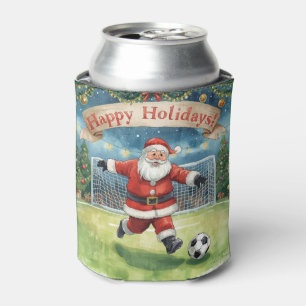 Fußball zu Weihnachten mit dem Weihnachtsmann Dosenkühler