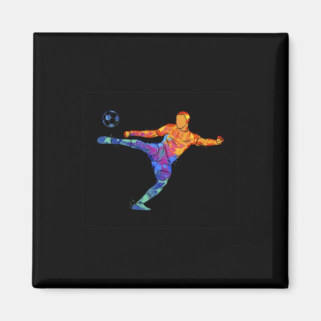 Fußballathlet Sport Grafik Zeichnung Magnet (Vorne)