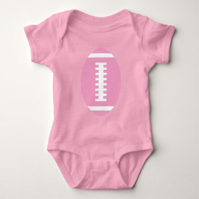 FUSSBALLBABY Pink | Vorderrosa Fußball Grafik Baby Strampler (Vorderseite)