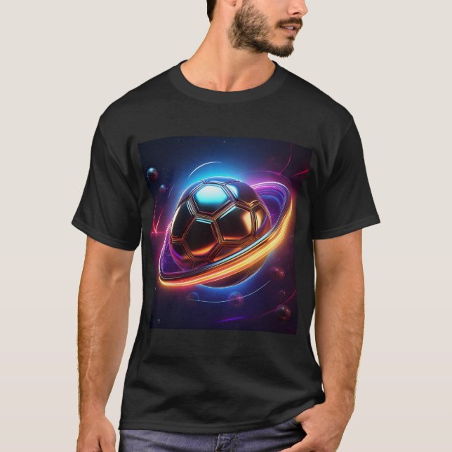 Fußballball als Saturn-Planet, Phantastisches Spor T-Shirt (Vorderseite)