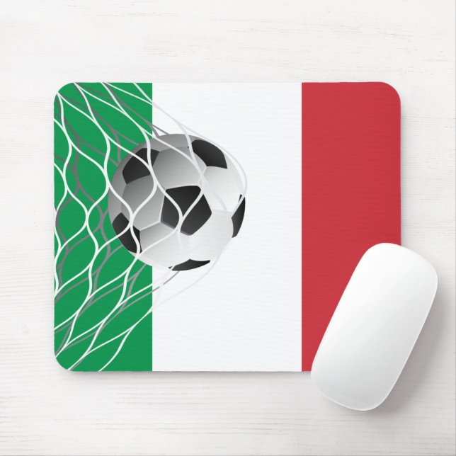 Fußballball auf italienischer Flagge Mousepad (Mit Mouse)