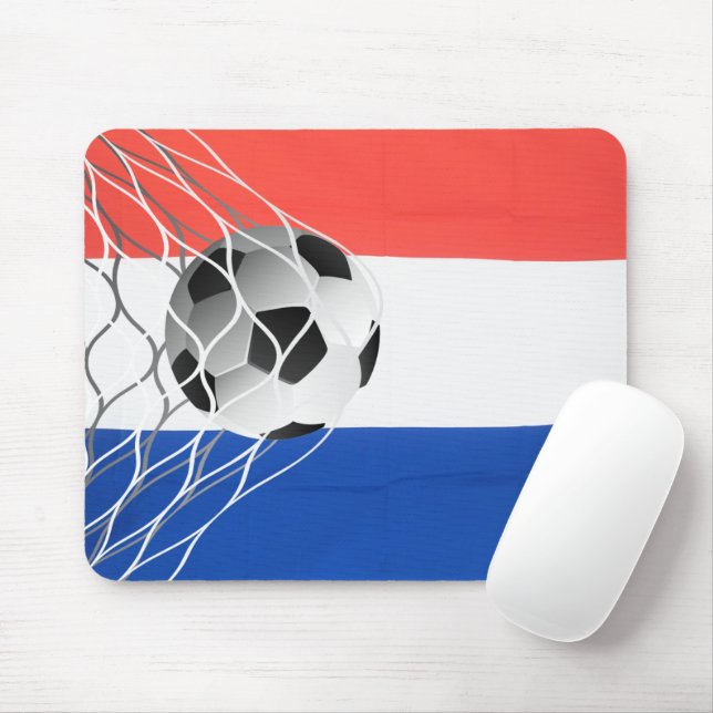 Fußballball auf niederländischer Flagge Mousepad (Mit Mouse)