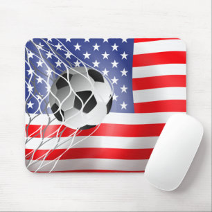 Fußballball auf US-Flagge Mousepad