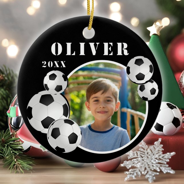 Fußballball Black Sports Foto Keramik Ornament (Von Creator hochgeladen)