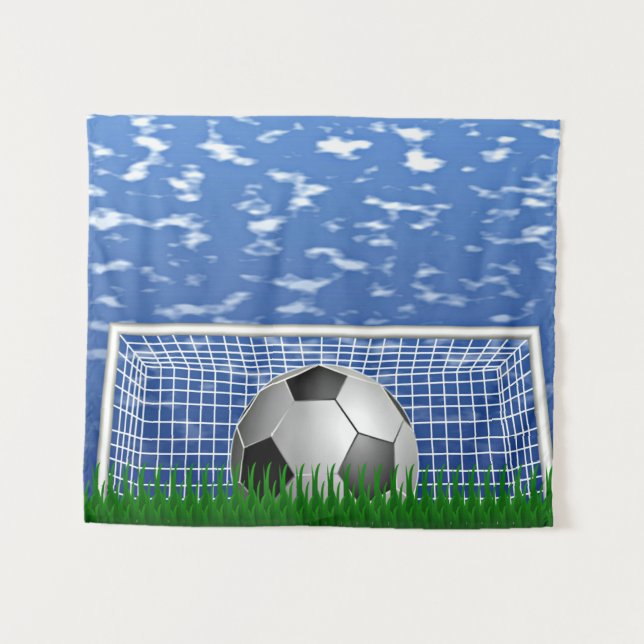 Fußballball im Netz Wandteppich (Vorderseite (Horizontal))