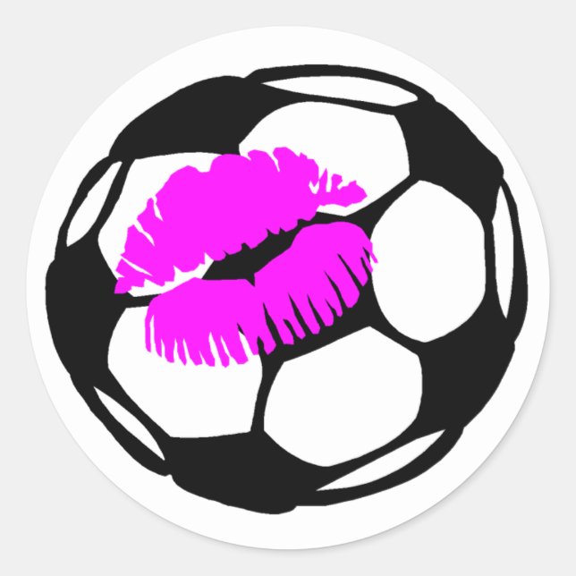 Fußballball (Kiss) Runder Aufkleber (Vorderseite)