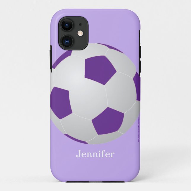 Fußballball, Lila, Personalisierter Name Case-Mate iPhone Hülle (Rückseite)