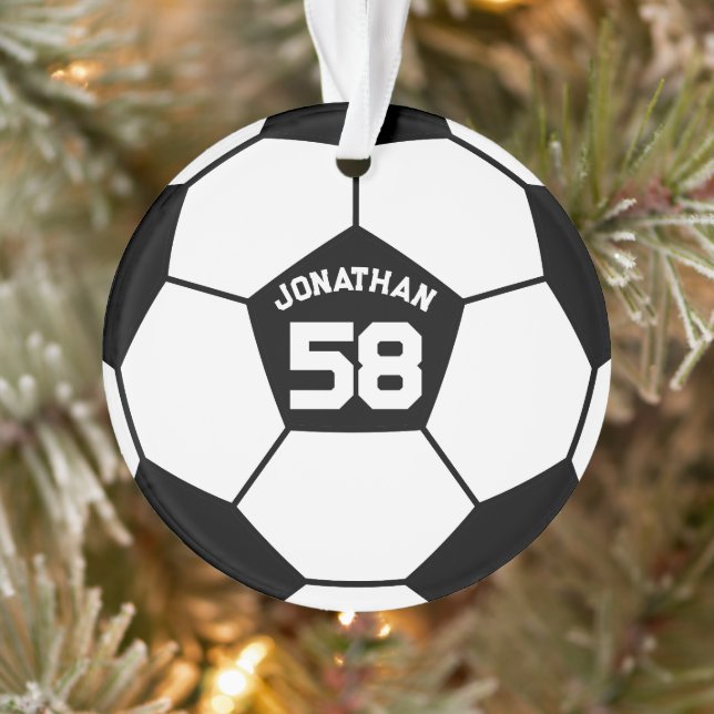 Fußballball mit dem Foto Name und Jersey Number Ornament (Baum)