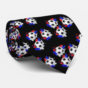 Fußballball mit rotem, weißem, blauer Necktie Krawatte