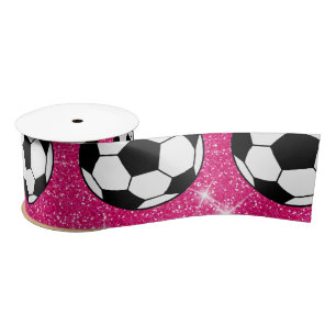 Fußballball Rosa Frost Glitzer Sport Player White Satinband
