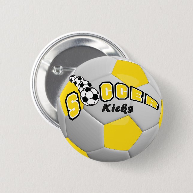 Fußballball-Sportkicks | Gelb Button (Vorne & Hinten)