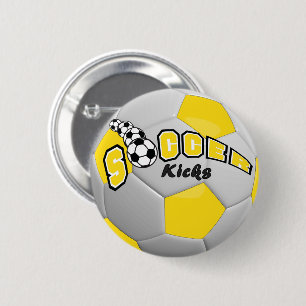 Fußballball-Sportkicks Gelb Button