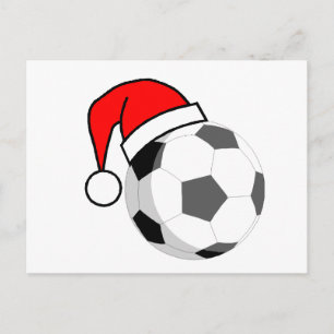 Fußballball (Weihnachtsmannmütze) Feiertagspostkarte