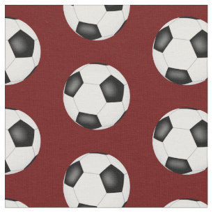 Fußballbälle auf dunkelroten Sportmustern Stoff
