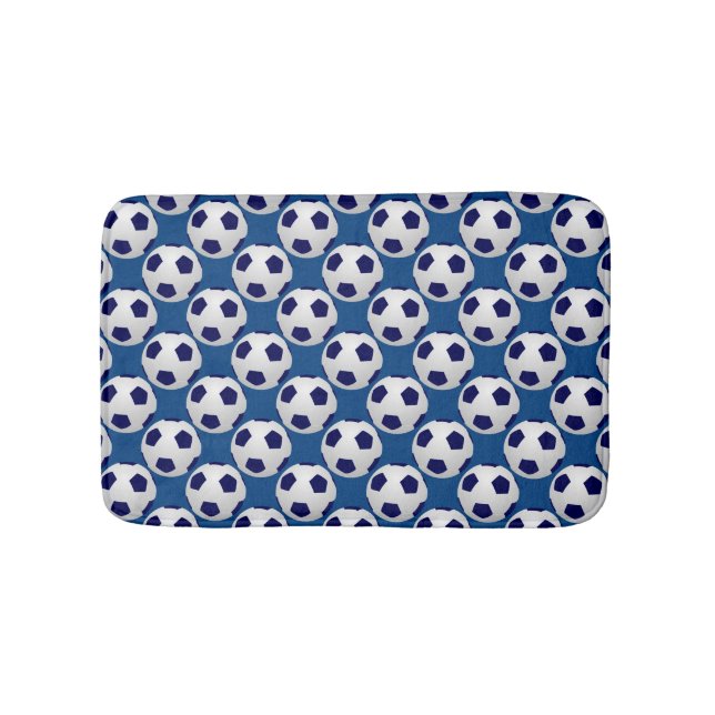 Fußballbälle diagonal, blau, Plush Bath matt Badematte (Vorderseite)