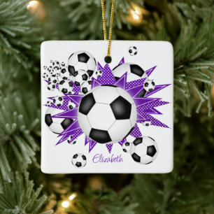 Fußballbälle lila Stars Girls Sport Keramikornament