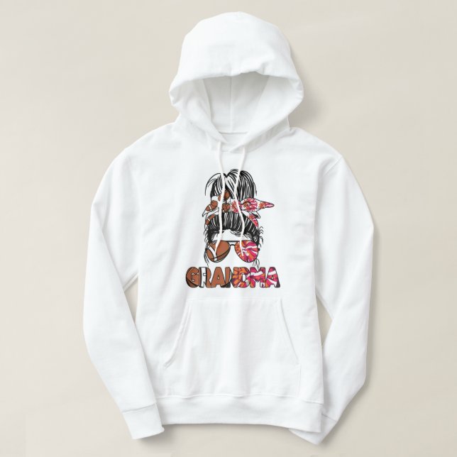 Fußballchef Oma Cheerleader Football Player Hoodie (Design vorne)