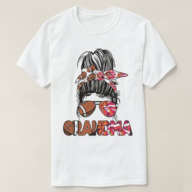 Fußballchef Oma Cheerleader Football Player T-Shirt (Design vorne)