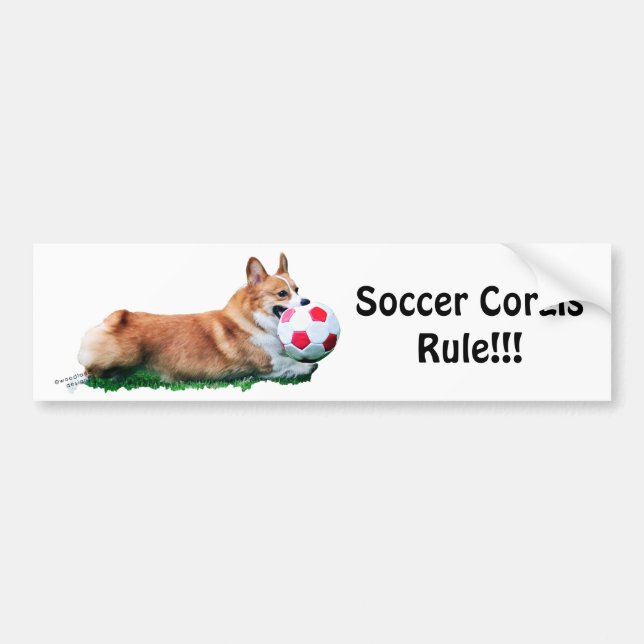 FußballCorgis FELSEN!! Autoaufkleber (Vorne)