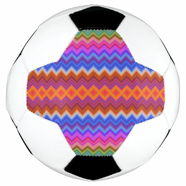 Fußballdesign mit einem farbenfrohen Zickzackmuste Fußball (Vorderseite)