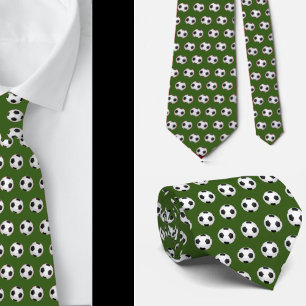 Fußbälle Football Futbol Schwarz und Weiß Olive Krawatte