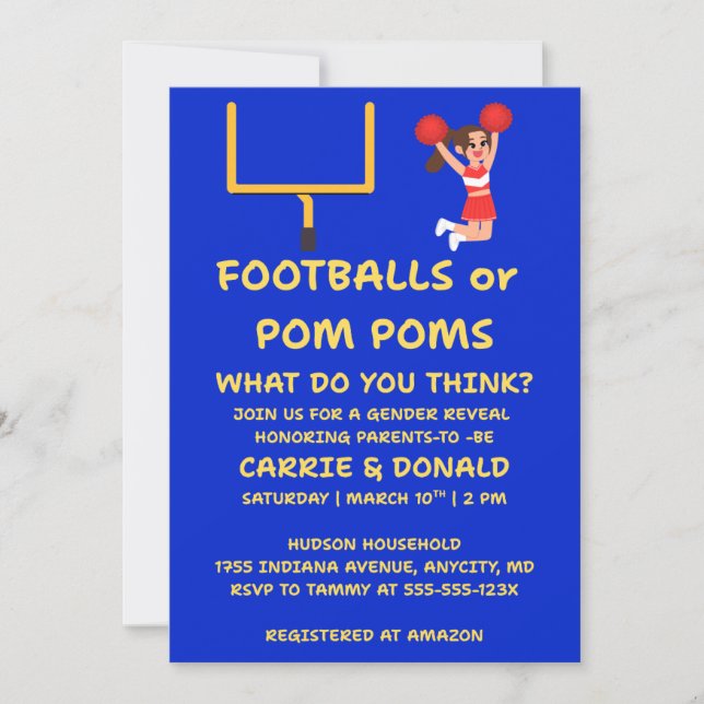 Fußbälle oder Pom-Poms Geschlecht-Enthüllungs-Einl (Vorderseite)