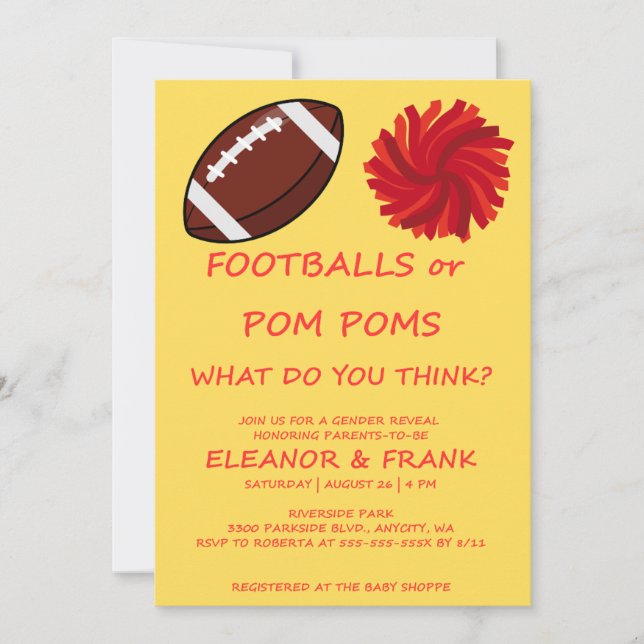 Fußbälle oder Pom-Poms Geschlecht-Enthüllungs-Einl (Vorderseite)
