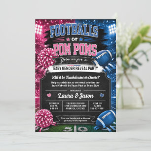 Fußbälle oder Pom-Poms-Party-Einladung, Geschlecht Einladung