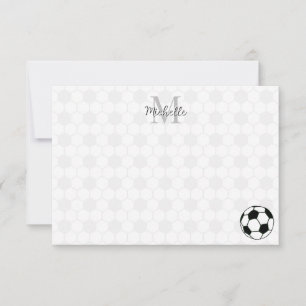 Fußbälle Schwarz-Weiß mit individuellem Monogramm Mitteilungskarte