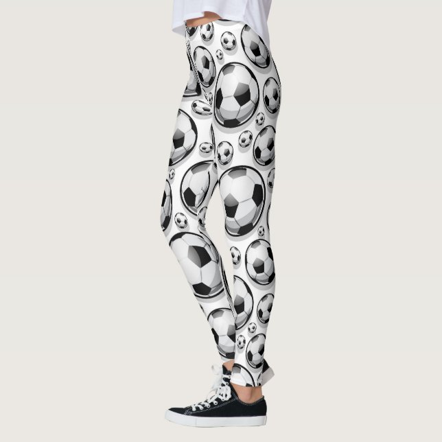 Fußbälle schwarz-weiß Muster Leggings (Links)