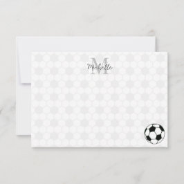 Fußbälle Schwarz-Weiß personalisiertes Monogramm Mitteilungskarte