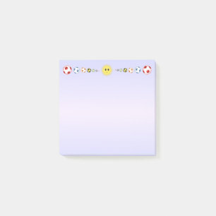 Fußbälle u. glücklicher Sun-Titel Post-it Klebezettel