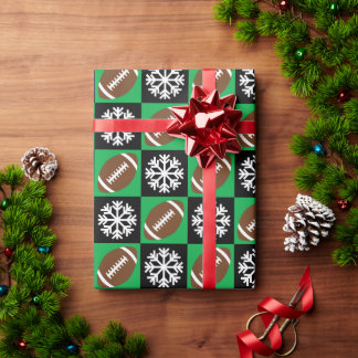 Fußbälle und Schneeflocken Spaß Fußball Weihnachte Geschenkpapier