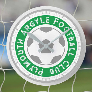 Fußballfan oder Fußballanhänger. Fußballverein Runde Wanduhr