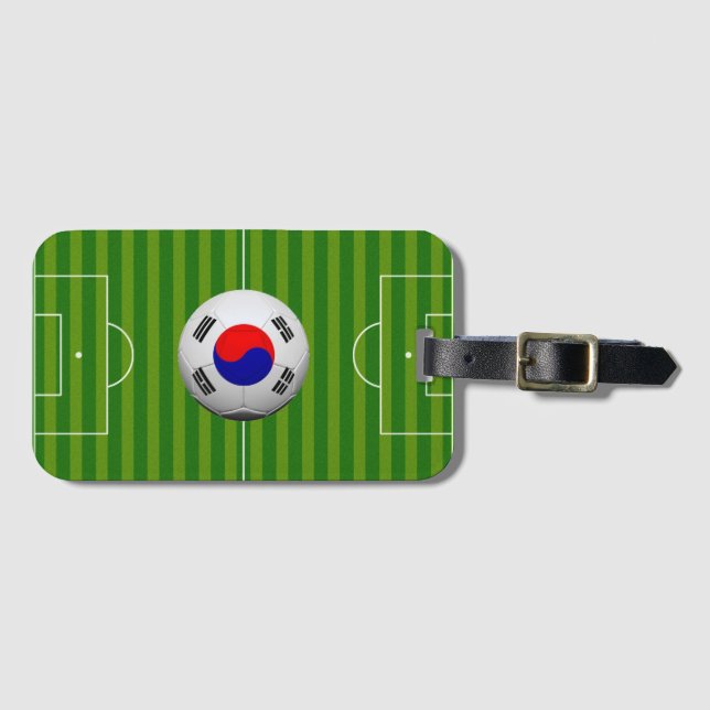 Fußballfeld mit Südkorea Flaggenball Gepäckanhänger (Vorderseite (Horizontal))