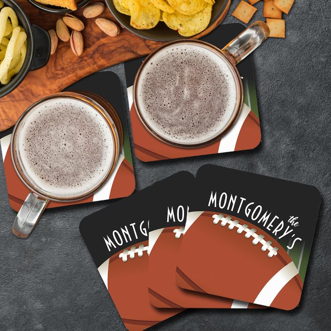 Fußballfeld Personalisiert Rechteckiger Pappuntersetzer (Football field personalized square paper coasters, perfect for the super sports fan)