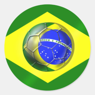 Fußballflagge Brasiliens Futebol Bandeira von Runder Aufkleber