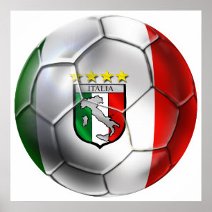 Fußballflagge Italiens Forza Azzurri Calcio Poster