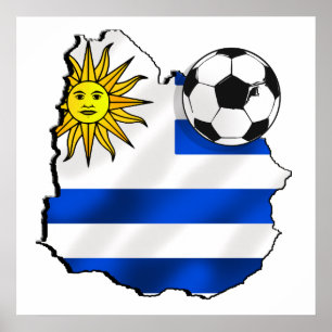 Fußballflaggenkarte von Uruguay-Geschenken für Poster
