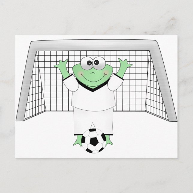 Fußballfrosch mit Goldie Postkarte (Vorderseite)